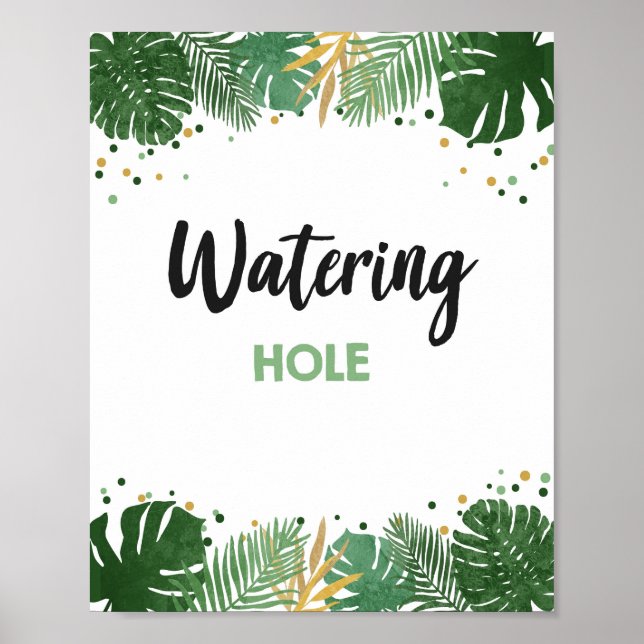 Watering Hole Tropical Safari Boy Birthday Sign (Front)
