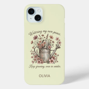 Watering My Own Peace Vintage Floral Botanical iPhone 15 Mini Case