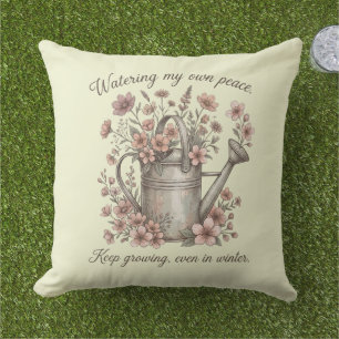Watering My Own Peace Vintage Floral Botanical Cushion