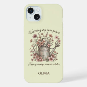 Watering My Own Peace Vintage Floral Botanical iPhone 15 Plus Case