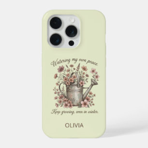 Watering My Own Peace Vintage Floral Botanical iPhone 15 Pro Case