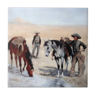 Watering Time Western Art by Edward Borein Ceramic Tile