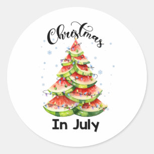 Waterlemon Christmas Tree Christmas In July Summer Classic Round Sticker