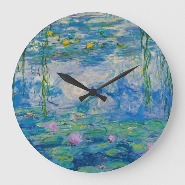 Waterlilies, 1916-1919 by Claude Monet Large Clock (Front)