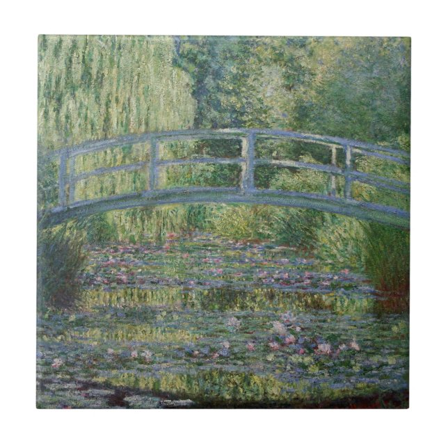 Waterlilies and Japanese Footbridge  Ceramic Tile (Front)
