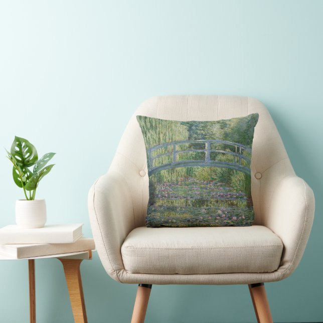 Waterlilies and Japanese Footbridge  Cushion (Chair)