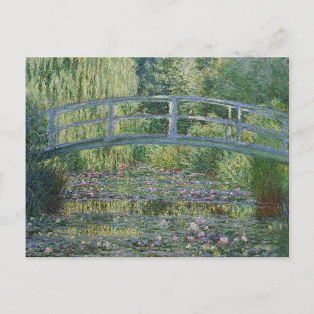 Waterlilies and Japanese Footbridge  Holiday Postcard (Front)