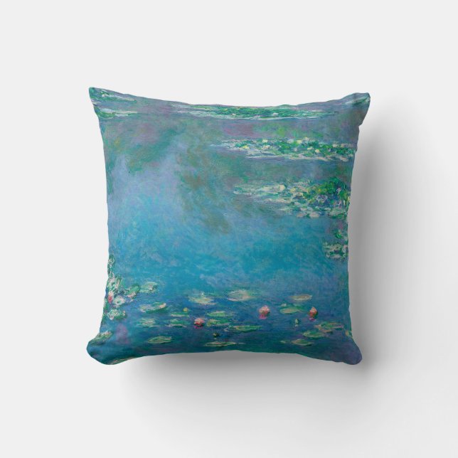 Waterlilies by Claude Monet Fine Art Painting Cushion (Front)
