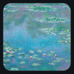 Waterlilies by Claude Monet Fine Art Painting Square Sticker<br><div class="desc">Beautiful masterpiece by Claude Monet - Water Lilies from his garden at Giverny,  France. One of the most famous fine art paintings in art history and a beautiful example of impressionism. This is truly a wonderful artwork and a great gift for art lover.</div>