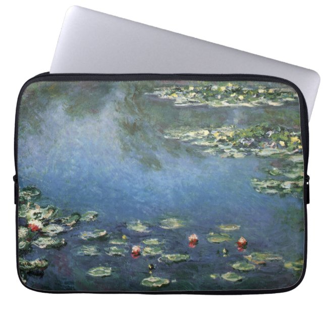 Waterlilies by Claude Monet, Vintage Flowers Laptop Sleeve (Front)