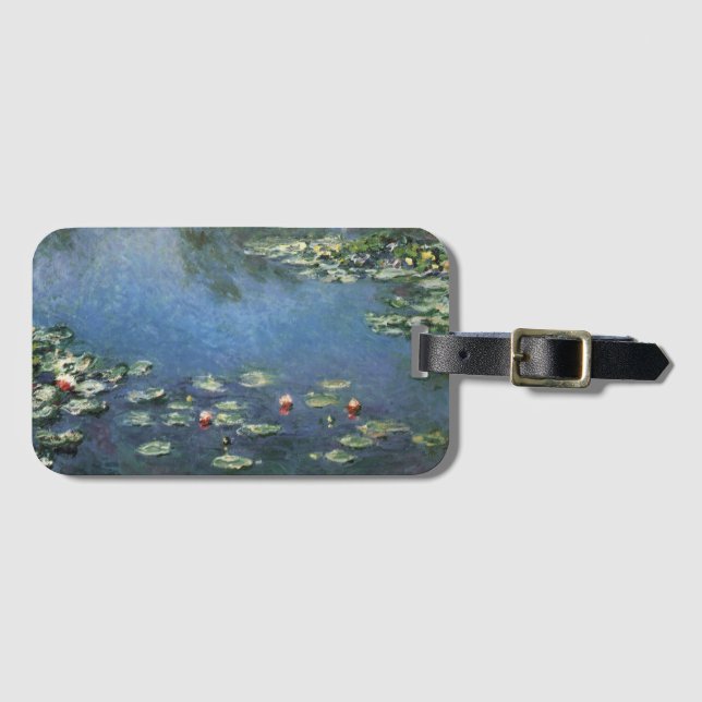 Waterlilies by Claude Monet, Vintage Flowers Luggage Tag (Front Horizontal)