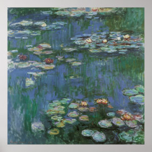 Waterlilies by Claude Monet, Vintage Flowers Poster