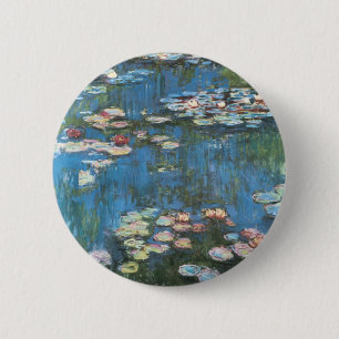 Waterlilies by Claude Monet, Vintage Impressionism 6 Cm Round Badge