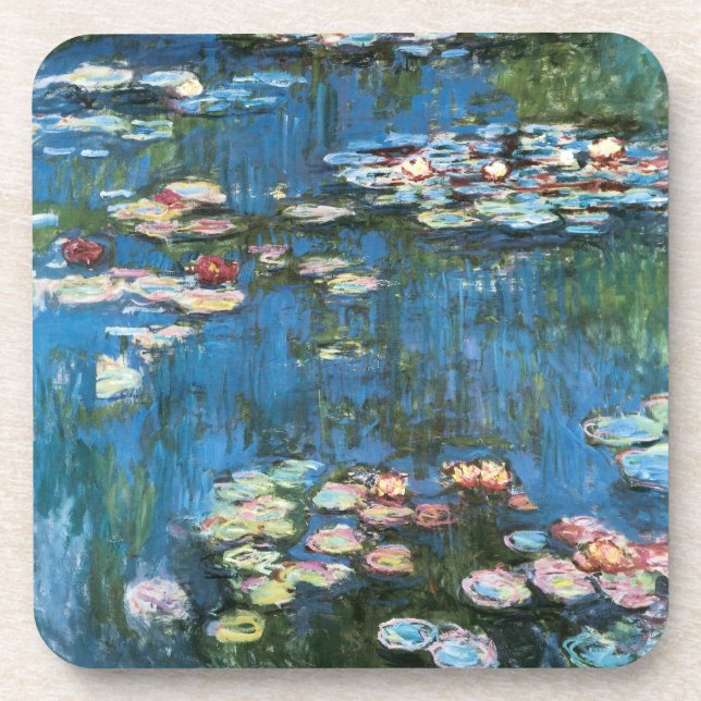 Waterlilies by Claude Monet, Vintage Impressionism Coaster (Front)