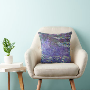 Waterlilies by Claude Monet, Vintage Impressionism Cushion