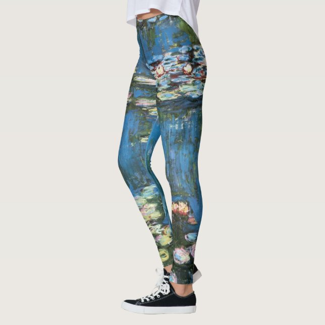 Waterlilies by Claude Monet, Vintage Impressionism Leggings (Left)