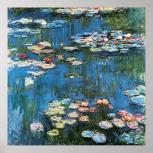 Waterlilies by Claude Monet, Vintage Impressionism Poster