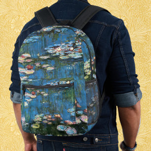 Waterlilies by Claude Monet, Vintage Impressionism Printed Backpack