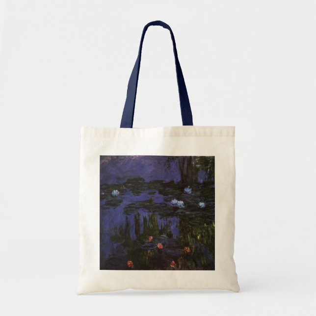 Waterlilies by Claude Monet, Vintage Impressionism Tote Bag (Front)