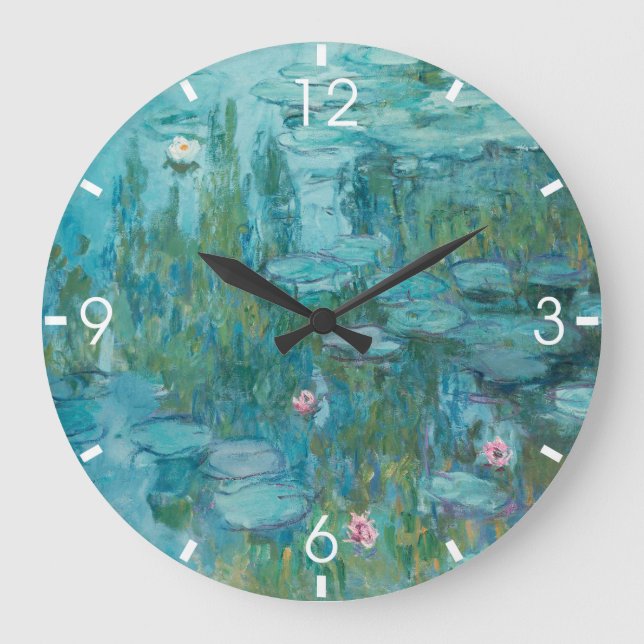 Waterlilies (Claude Monet, 1915) Large Clock (Front)