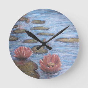 Waterlilies round clock