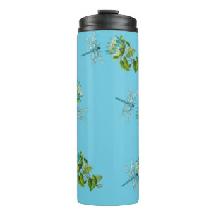 Waterlillies and dragonflies thermal tumbler