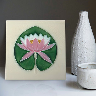 Waterlily Art Nouveau Vintage Decor Boch Frères Ceramic Tile