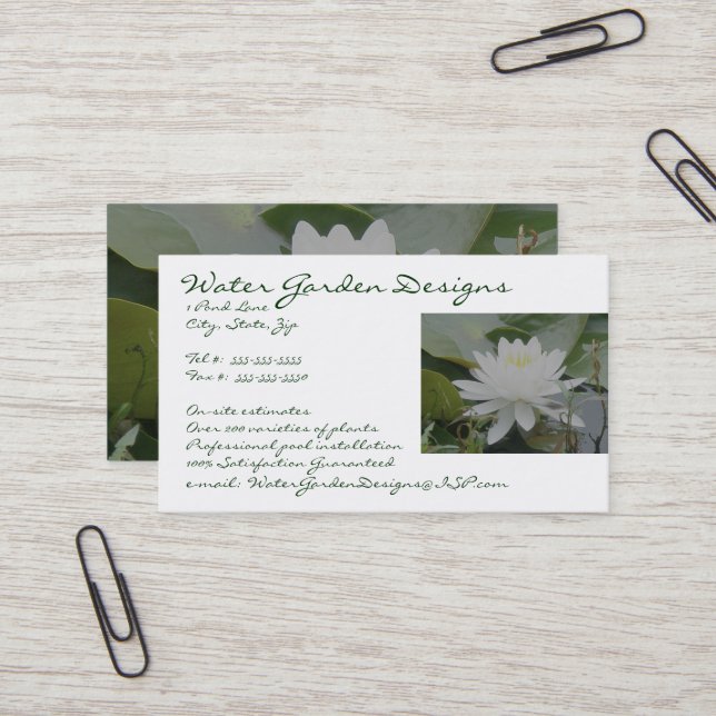 Waterlily Business Card (Front/Back In Situ)