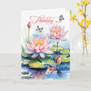 Waterlily Garden with Koi Fish Thinking of You Card