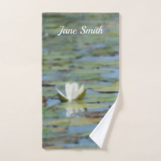 Waterlily Lake Flower Watercolor Hand Towel (Hand Towel)