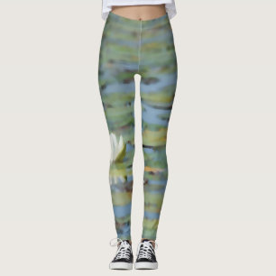 Waterlily Lake Flower Watercolor Leggings