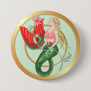 Waterlily Mermaid 7.5 Cm Round Badge