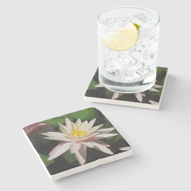 Waterlily Mosaic Stone Coaster (Side)