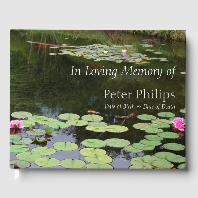 Waterlily Peaceful Garden Celebration of Life HCGB Guest Book (Front)