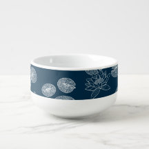 Waterlily Pond Dark Blue Soup Mug