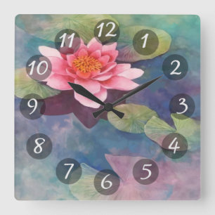 Waterlily Square Wall Clock