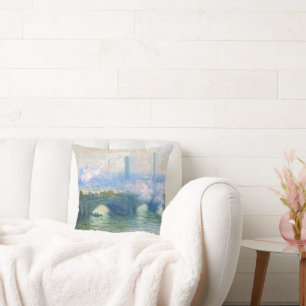 Waterloo Bridge, London by Claude Monet Cushion