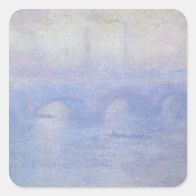 Waterloo Bridge, Mist Effect by Claude Monet Square Sticker (Front)