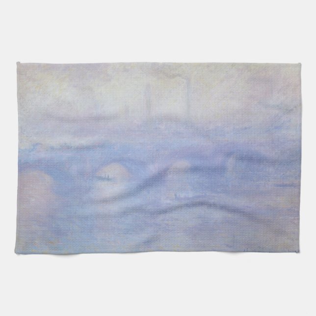 Waterloo Bridge, Mist Effect by Claude Monet Tea Towel (Horizontal)