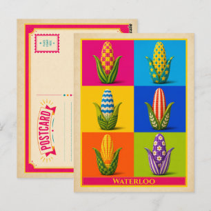 Waterloo Postcard Iowa Corn Vintage Pop Art