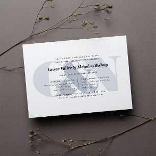 Watermark Modern Monogram Rehearsal Dinner Invitation