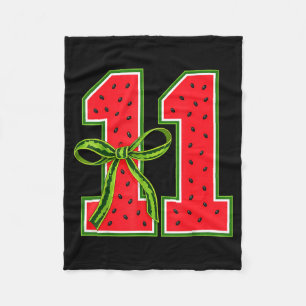 Watermelon 11th Birthday Girls 11 Years Old Summer Fleece Blanket