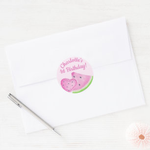 Watermelon 1st Birthday Party Envelope Sticker