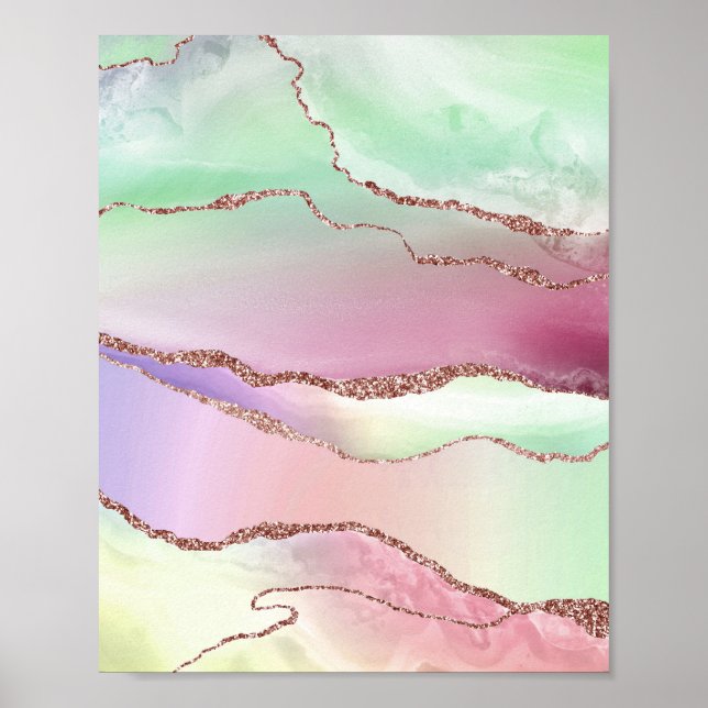 Watermelon Agate | Neo Mint Green and Cassis Pink Poster (Front)