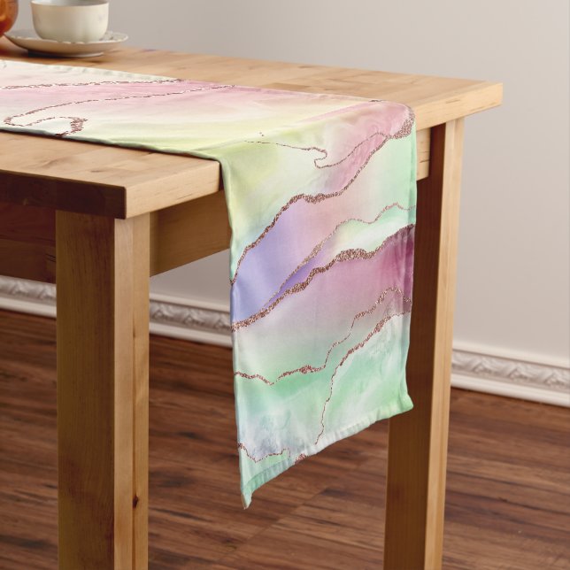 Watermelon Agate | Neo Mint Green and Cassis Pink Short Table Runner (In Situ)