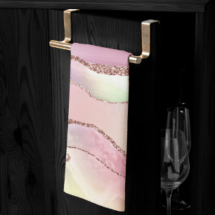 Watermelon Agate Neo Mint Green and Cassis Pink Tea Towel