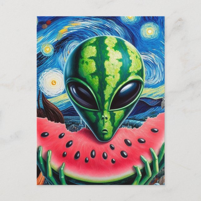 Watermelon Alien Postcard (Front)