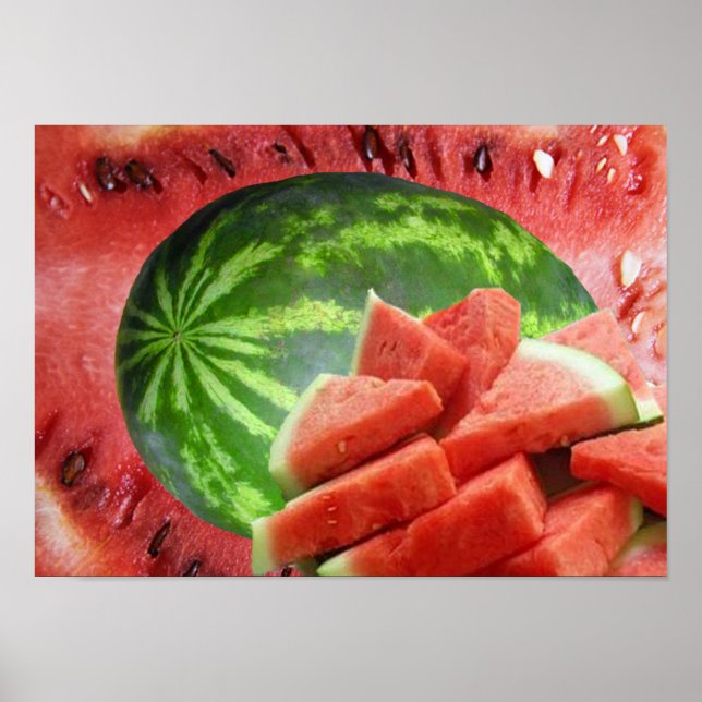 Watermelon and Cut Slices Small Poster (Front)