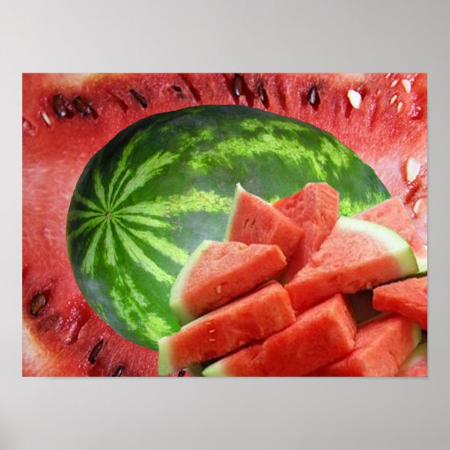 Watermelon and Cut Slices Small Poster (Front)