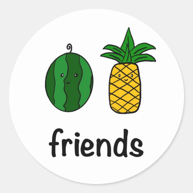Watermelon and Pineapple Friends Sticker (Front)